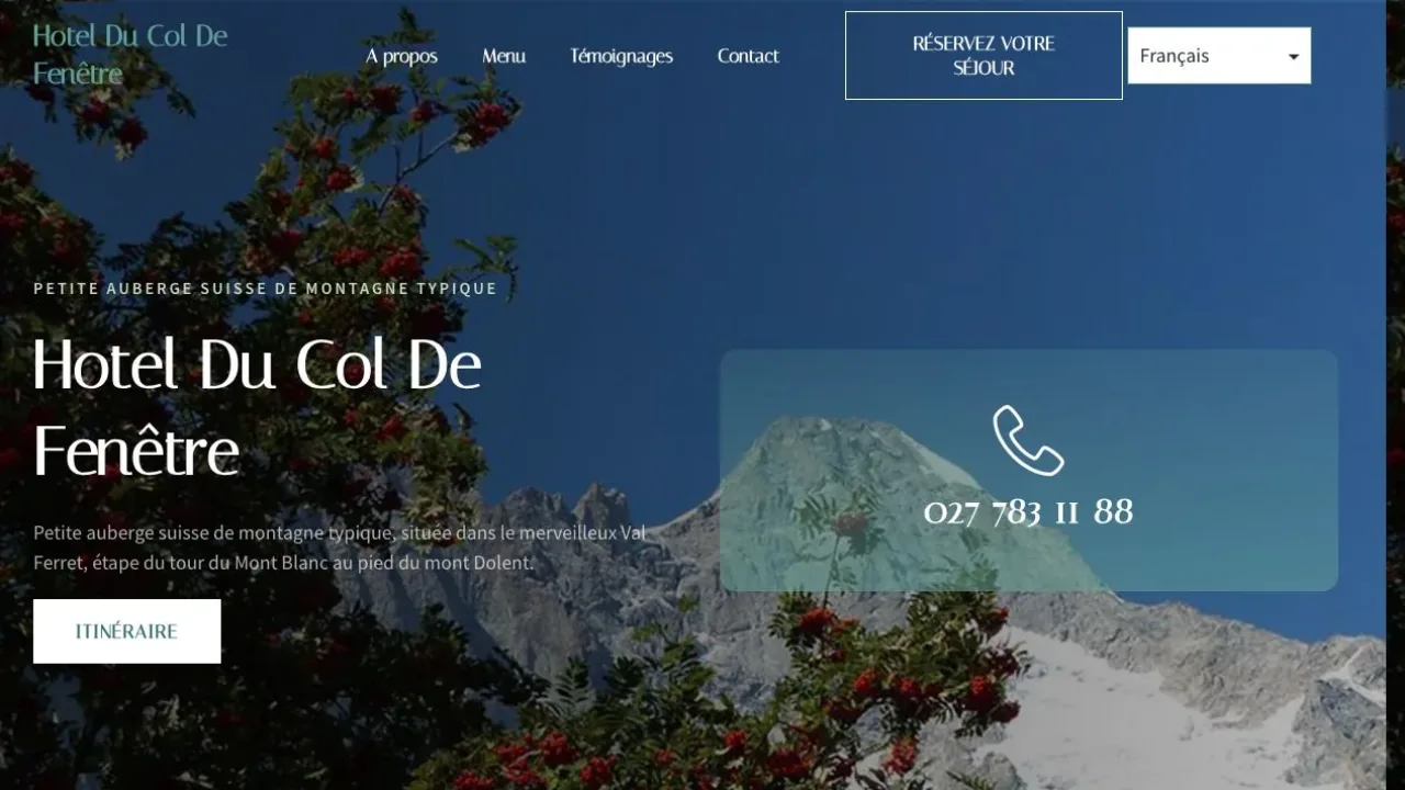 Hôtel du Col de Fenêtre — projet de site internet