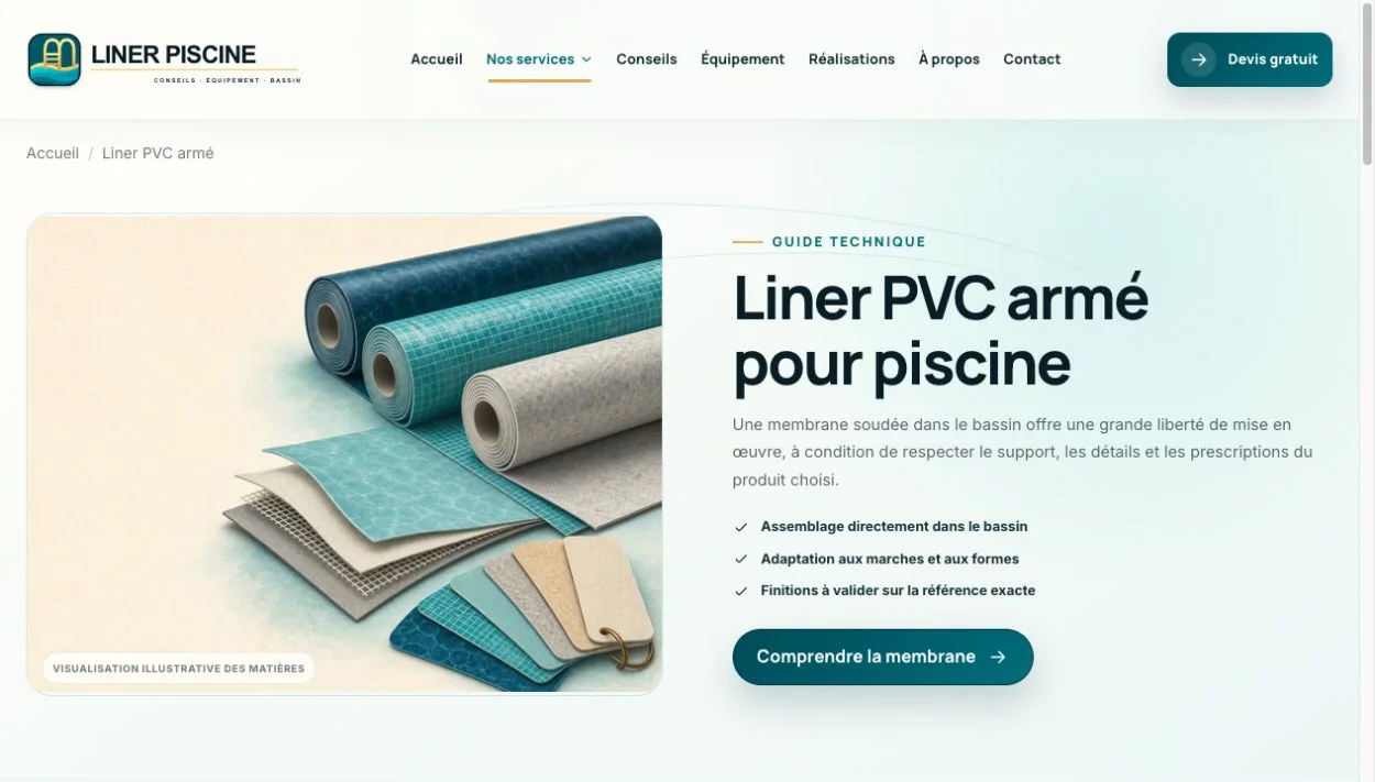 Liner Piscine · Les membranes et finitions rendues faciles à comparer