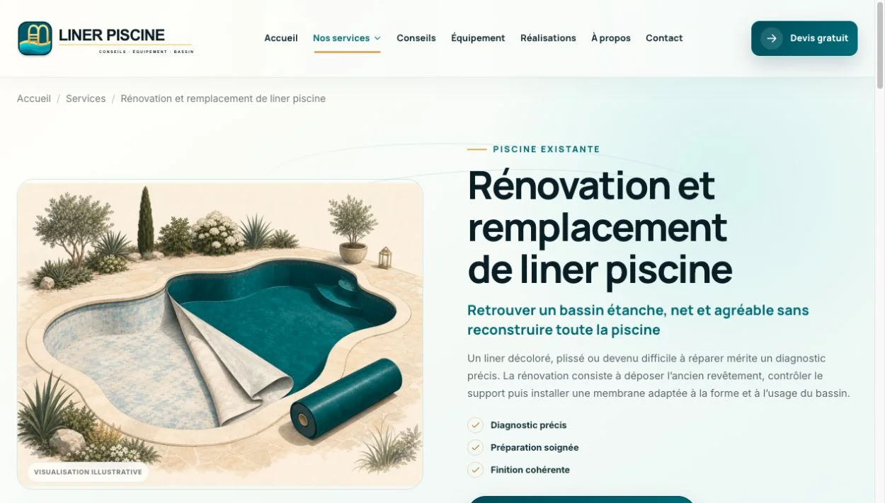 Liner Piscine · La rénovation de liner expliquée avec clarté