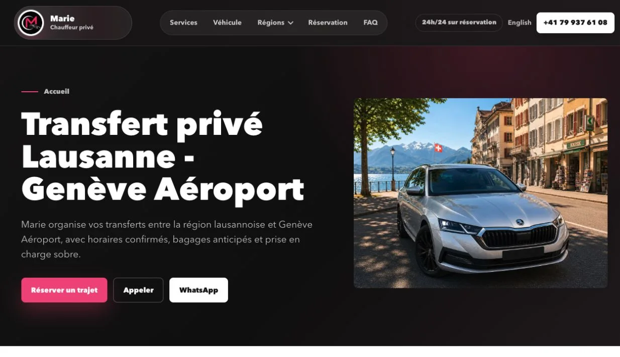 Marie Chauffeur Privé · Le contenu et les services vus plus en détail