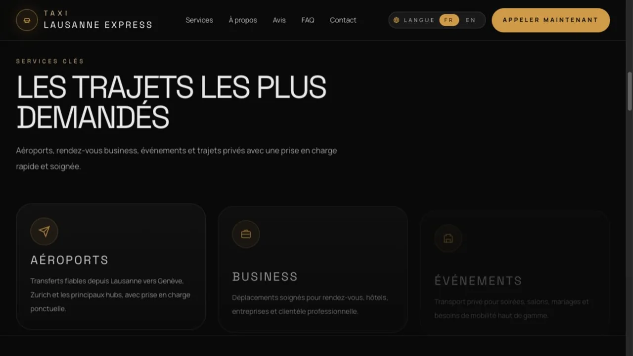 Taxi Lausanne Express · Le contenu et les services vus plus en détail