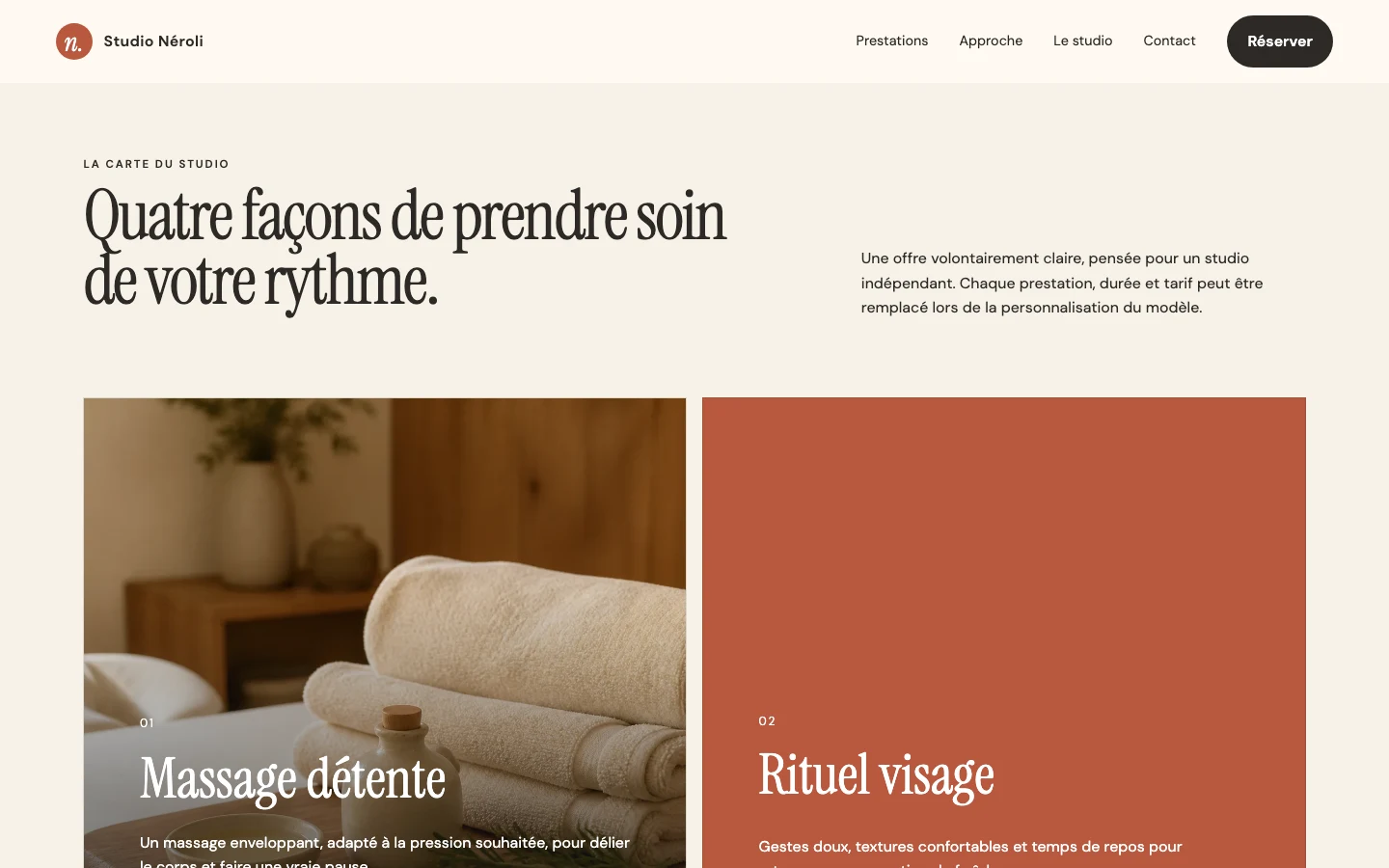 Soins et approche — Studio Néroli