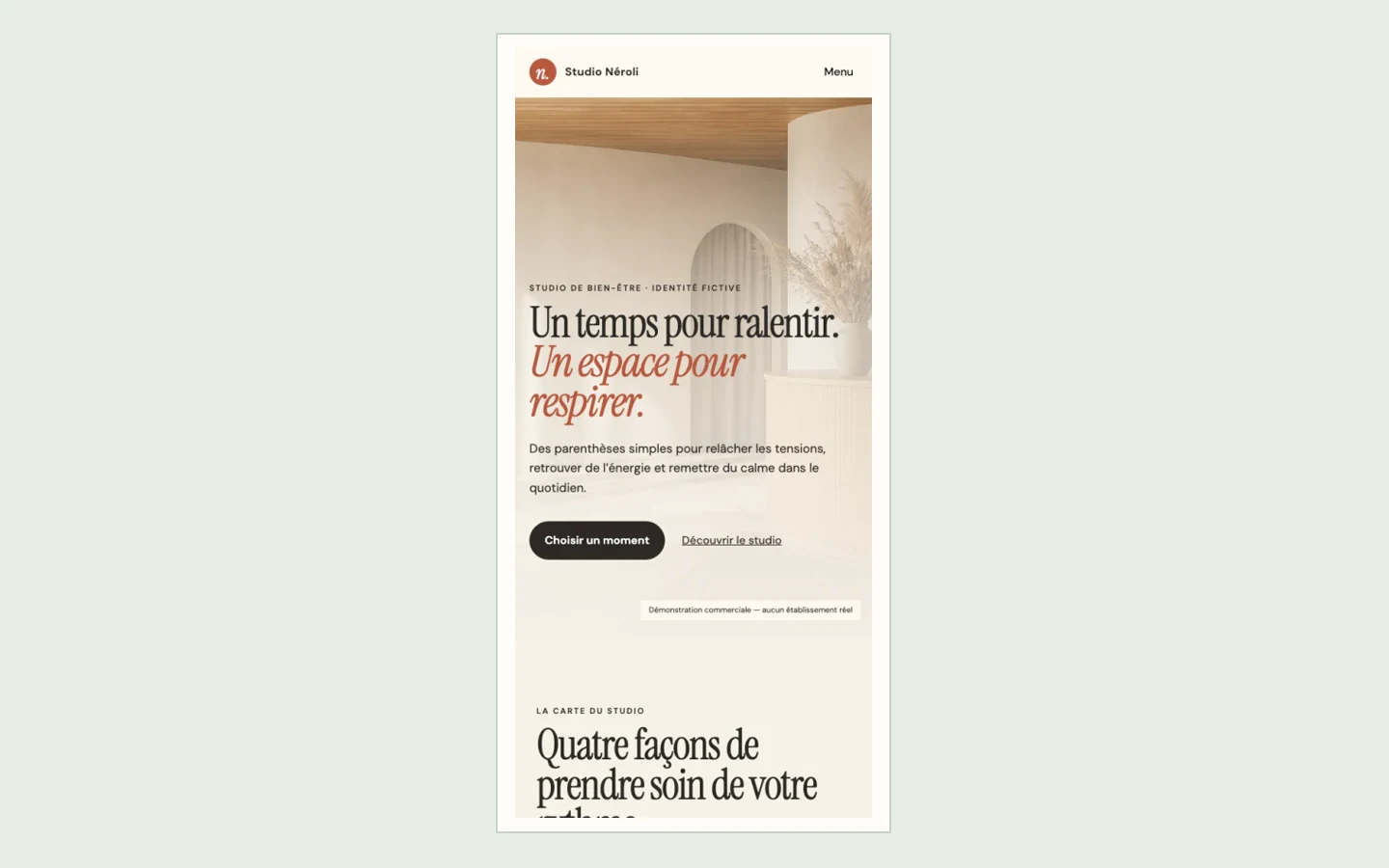 Contenu centré sur le métier — Studio Néroli